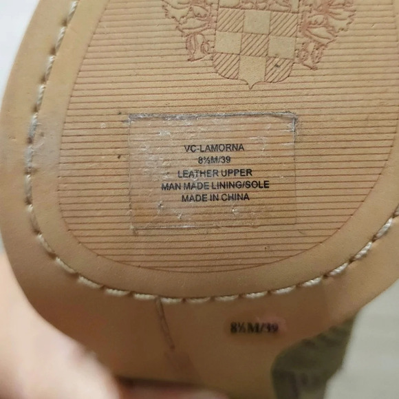 VINCE CAMUTO Lamorna Perforated Leather Pointy Bootie, Stacked Heel, Brown, 8.5 - Picture 10 of 11